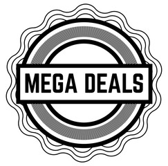 MEGA DEALS black stamp on white