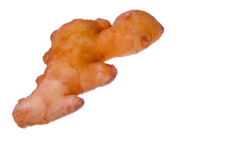 Fresh ginger on white background, herb and raw material cooking