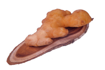Fresh ginger on white background, herb and raw material cooking