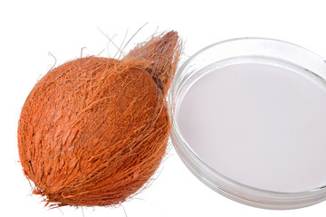 Coconut and coconut milk isolated on white background