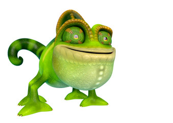 chameleon cartoon in a white background side view © DM7