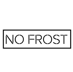 NO FROST black stamp on white