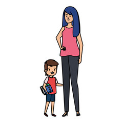 happy student boy with female teacher