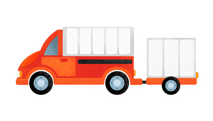 cartoon scene with everyday car on white background - illustration for children