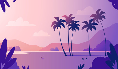 Summer landscape illustration with palms - 274154568