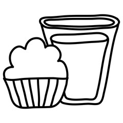 sweet cupcake pastry bakery and milk glass