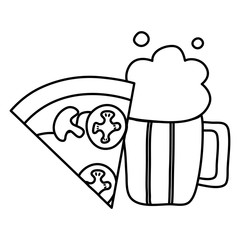 delicious italian pizza with beer jar