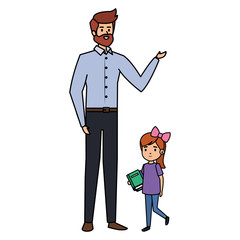 happy student girl with male teacher