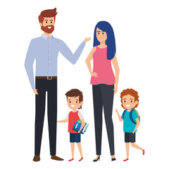 happy student boys with couple teachers