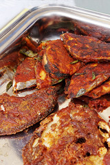  Indian street food fried small pomprets fish curry,ready to serve         