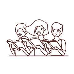 group of student with reading book in the hands