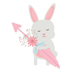 cute little rabbit with flowers and arrows