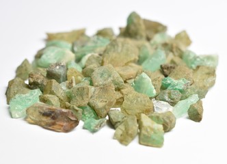 Emerald raw gemstones
