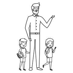 happy student boys with male teacher