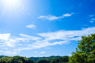 【写真素材】 青空　空　雲　初夏の空　背景　背景素材　6月　コピースペース　