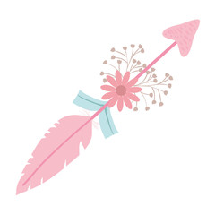 bohemian arrow with feathers and flowers