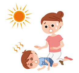 熱中症で倒れる子供