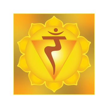 manipura chakra / solar plexus chakra, with mantra, vector