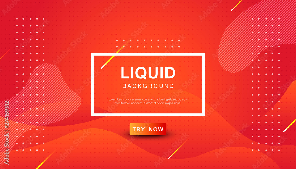 Poster orange liquid color background. dynamic textured geometric element design with dots decoration. mode