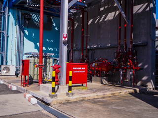 Firefighting systems in industrial zone which picture was taken in power plant.