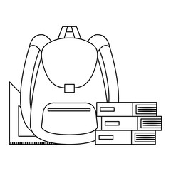 school bag supply with books and rule