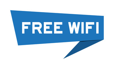Blue paper speech banner with word free wifi on white background (Vector)