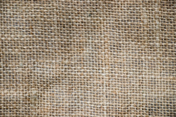 Closed up of brown color sackcloth textured background