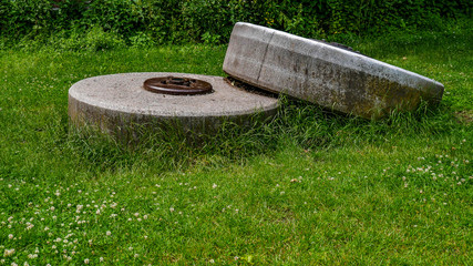 Fototapeta premium round stone in the ground 