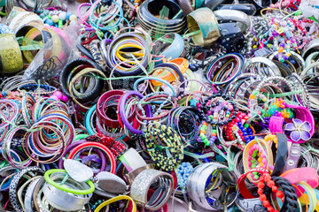 blur pile of colorful bracelet