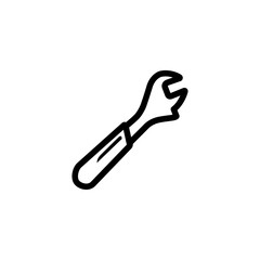 Wrench Line Icon In Flat Style For App, UI, Websites. Black Spanner Icon Vector Illustration.