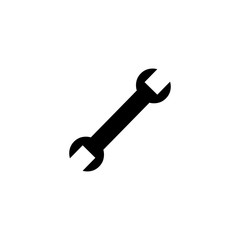 Wrench Icon In Flat Style For App, UI, Websites. Black Spanner Icon Vector Illustration