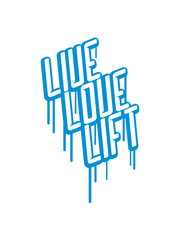 schwitzen graffiti tropfen pumpen live love lift stark logo gewicht heben trainieren liebe hantel bodybuilder muskeln cool kerl fitness studio stemmen sexy körper clipart