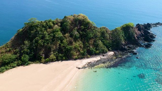 Aerial shot of Double beach spit on Nacpan beach, El Nido , Palawan, Philippines