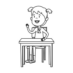 happy student girl seated in school desk