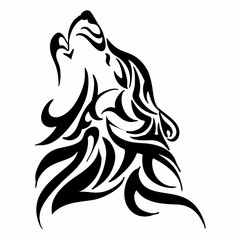 tribal wolf howl head tattoo vector isolate © chic2view