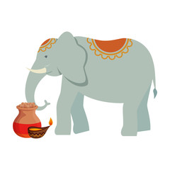 indian elephant with candle and pot ceramic