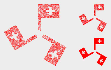 Dot and mosaic medical flags icons. Vector icon of medical flags created with scattered round elements. Other pictogram is composed from elements.