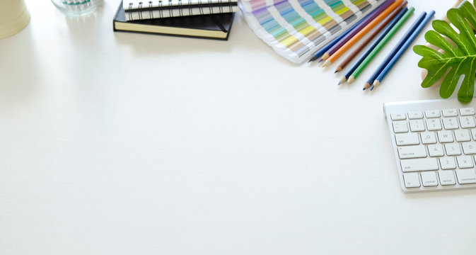 Creative designer workspace and copy space