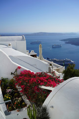 A view on Aegean Sea from Santorini island cliff, Greece.