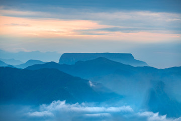 The peaks at dusk, Mount Emei, Sichuan Province, China