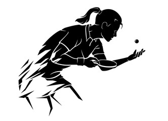 Abstract Female Table Tennis Player, Geometric Style