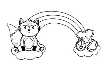 Fox and baby shower symbol design