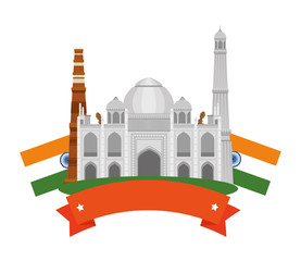 taj mahal indian building with flags