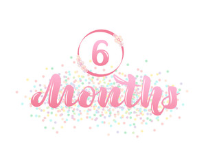 Vector illustration with a baby age marker - 6 months.