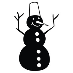 Vector illustrations of silhouette winter snowman