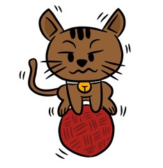 cartoon cute cat on white background
