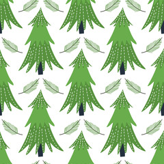 Autumn seamless pattern with trees..Vector design for wrapping paper, textile.