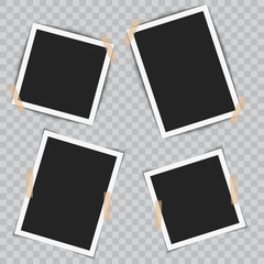 Set of realistic photo frames with sticky. Vector.