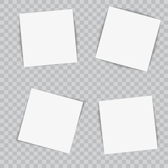 Set of paper flyers on transparent background. Vector