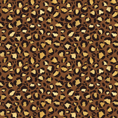 Gold Leopard Print Seamless Pattern - Gold leopard spots on earthy neutral tone background